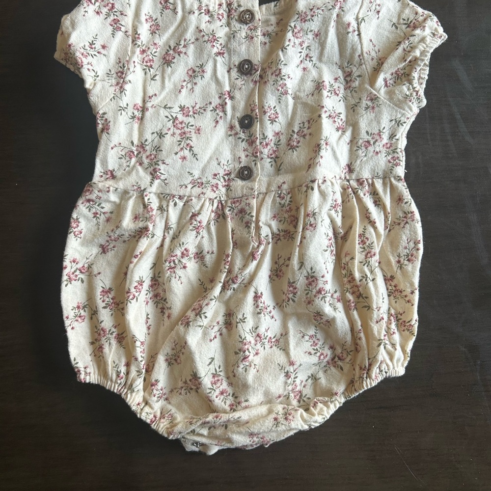 Cream Floral Baby One-Piece Bodysuit